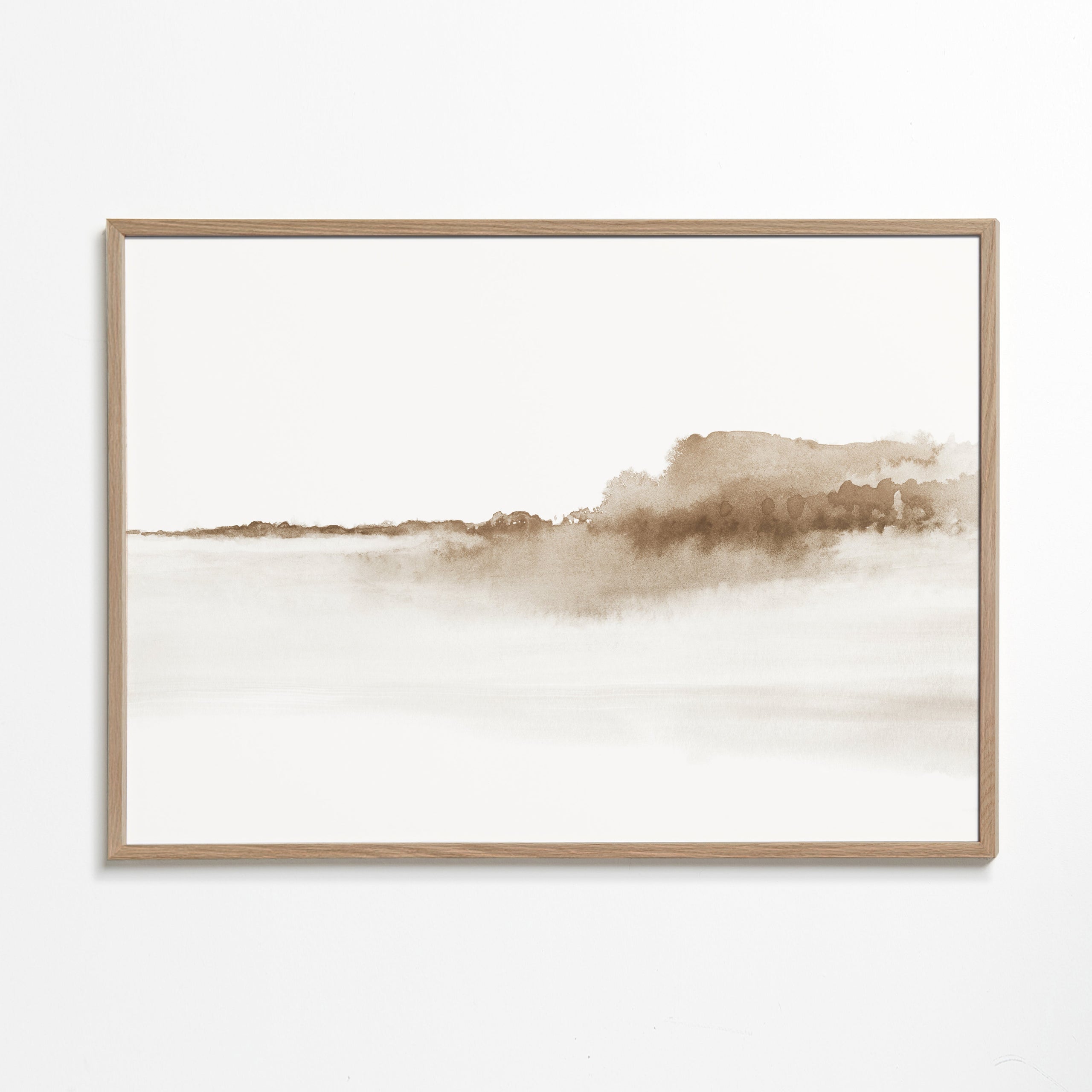 Sepia akvarel landskab minimalistisk