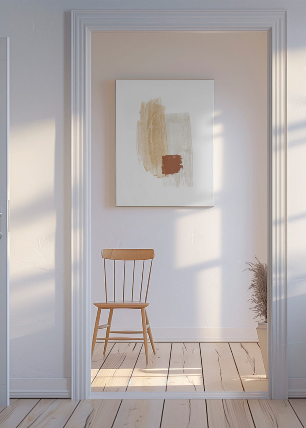 Abstrakt kunst med varme penselstrøg