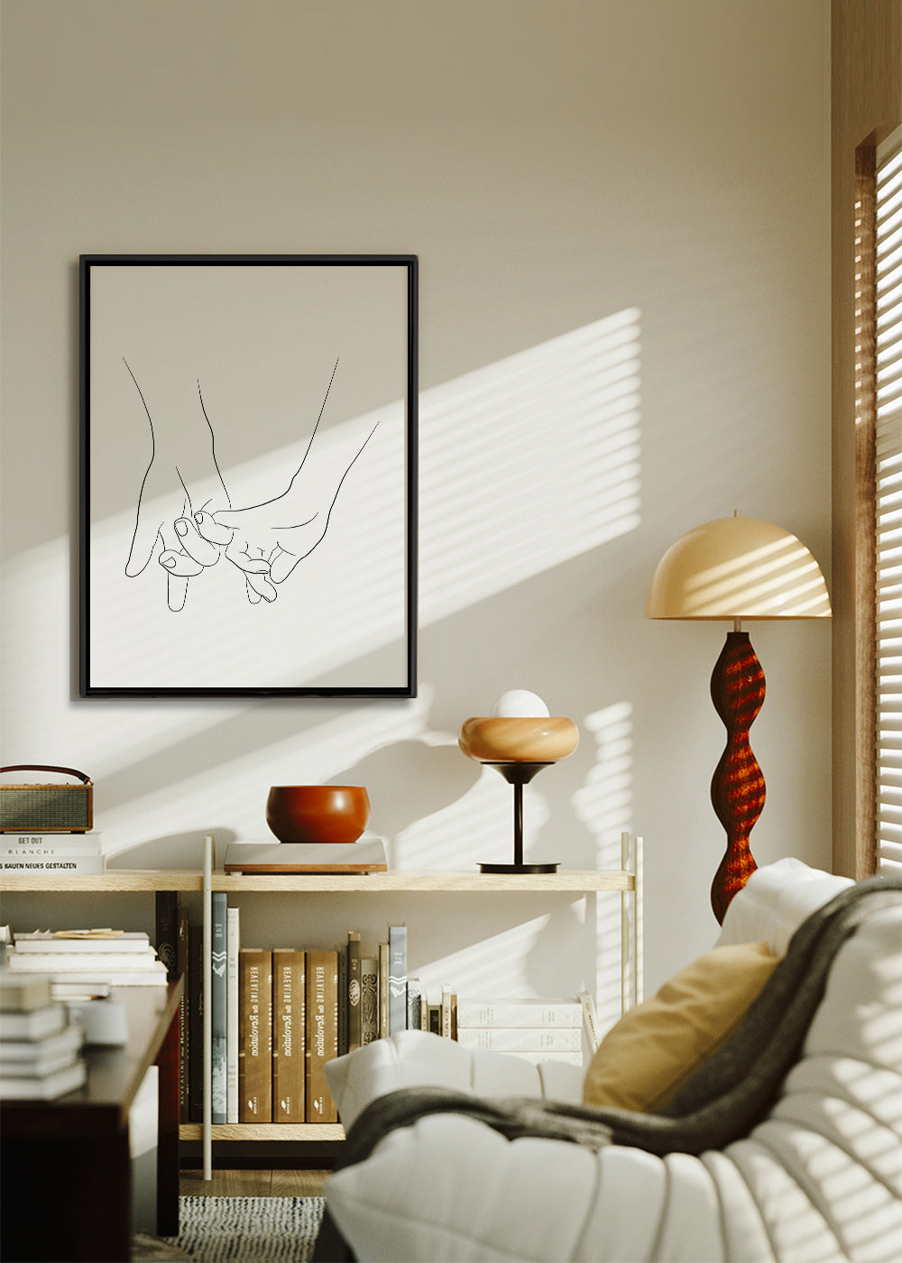 Illustration sammenflettede hænder minimal