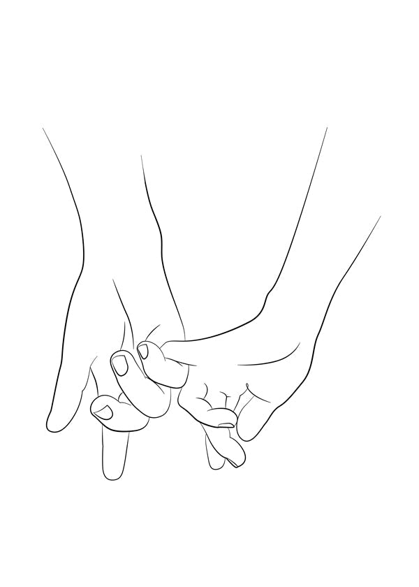 Illustration sammenflettede hænder minimal