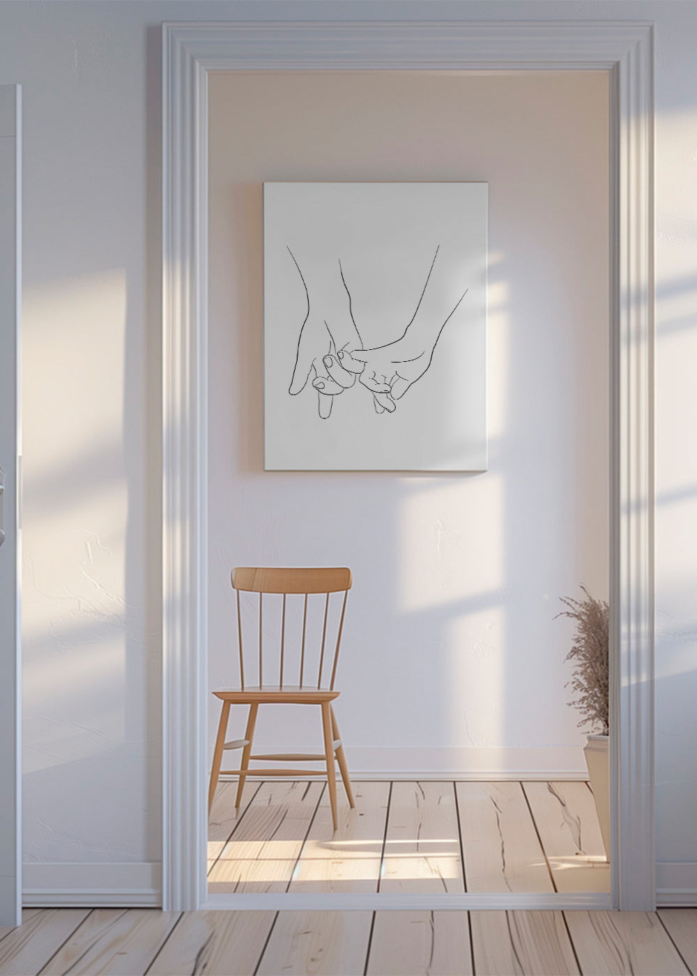 Illustration sammenflettede hænder minimal