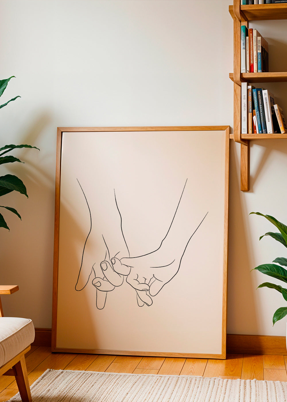 Illustration sammenflettede hænder minimal