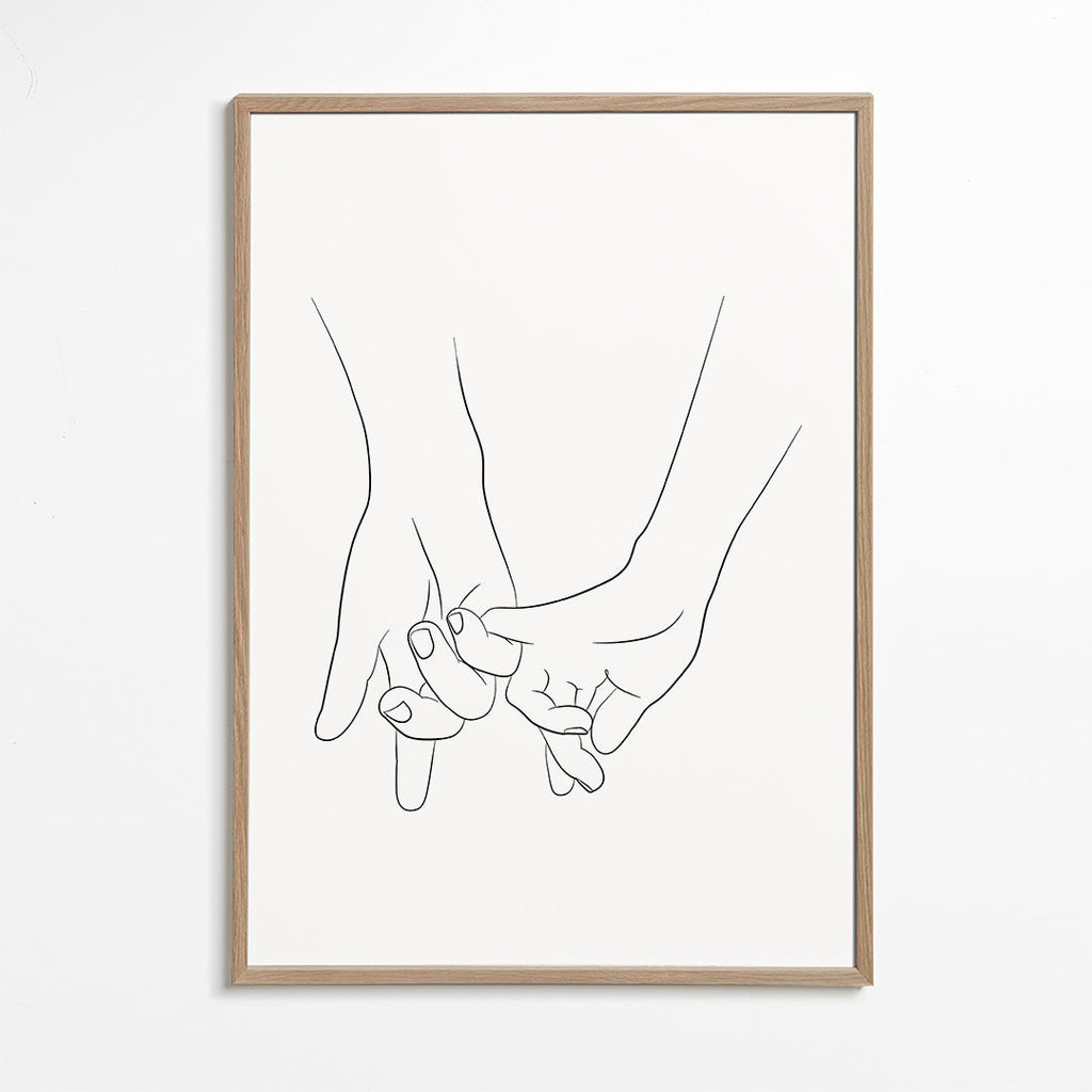 Illustration sammenflettede hænder minimal