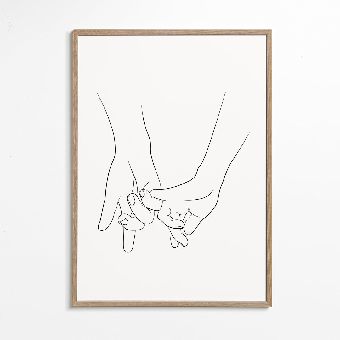 Illustration sammenflettede hænder minimal