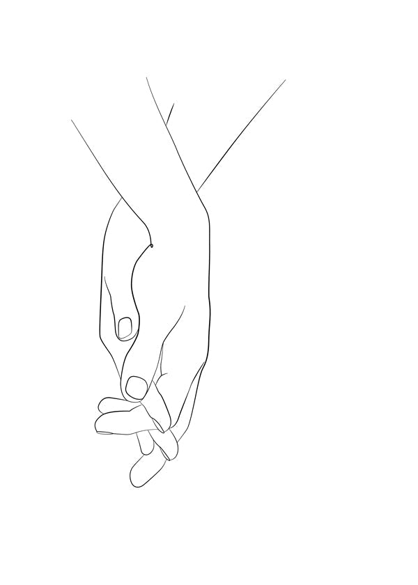 Illustration sammenflettede hænder minimal