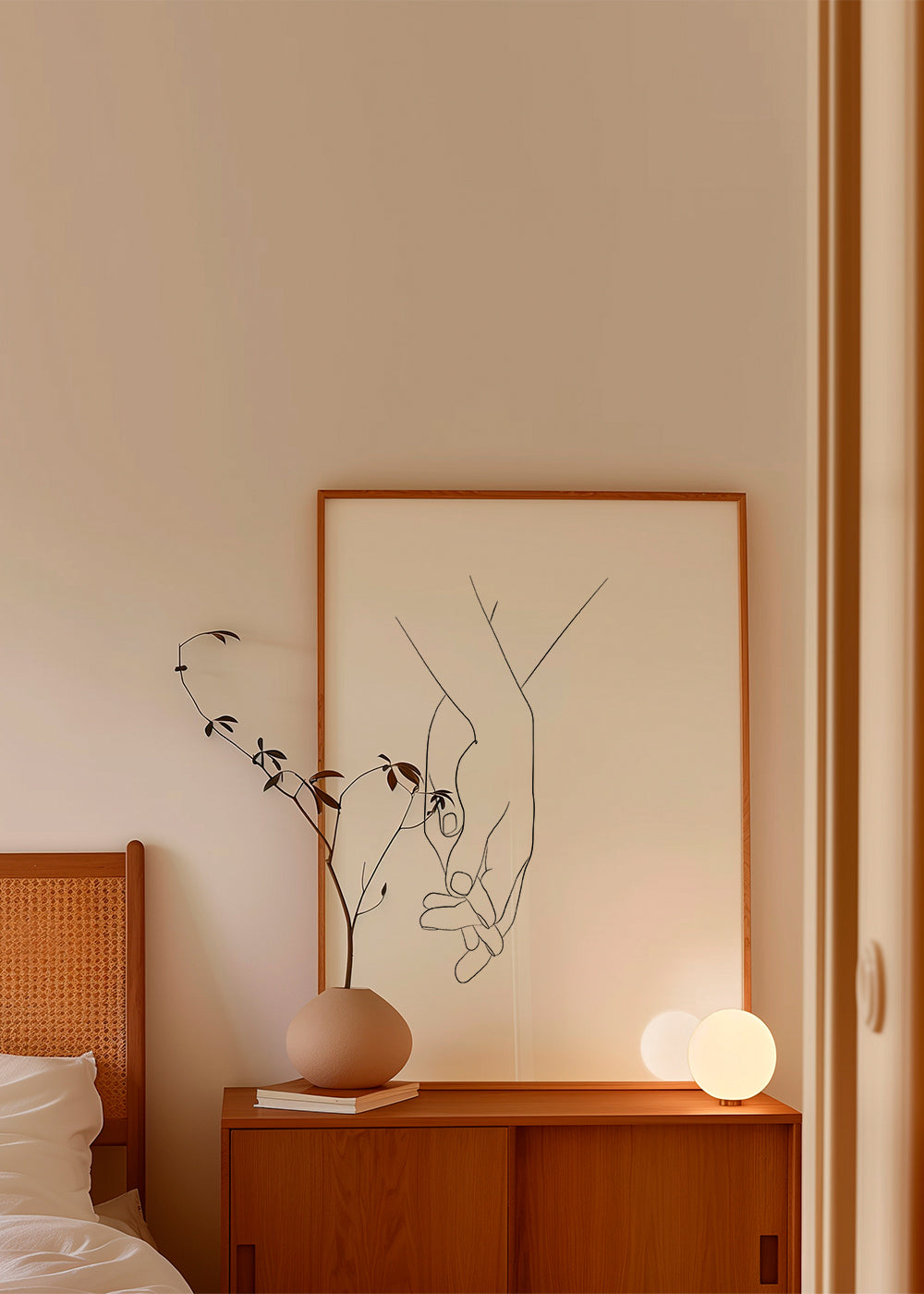Illustration sammenflettede hænder minimal