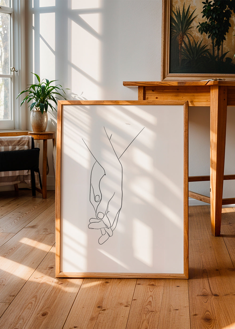 Illustration sammenflettede hænder minimal