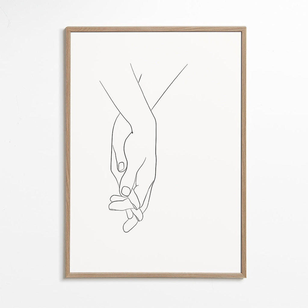 Illustration sammenflettede hænder minimal