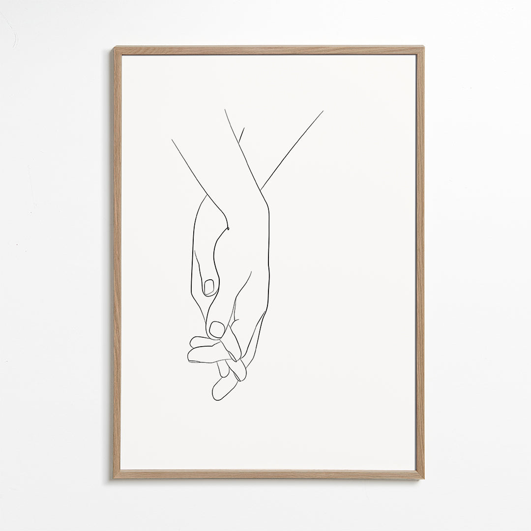 Illustration sammenflettede hænder minimal