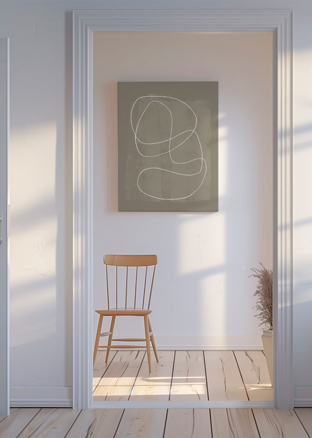 Minimalistisk kunst med hvid streg