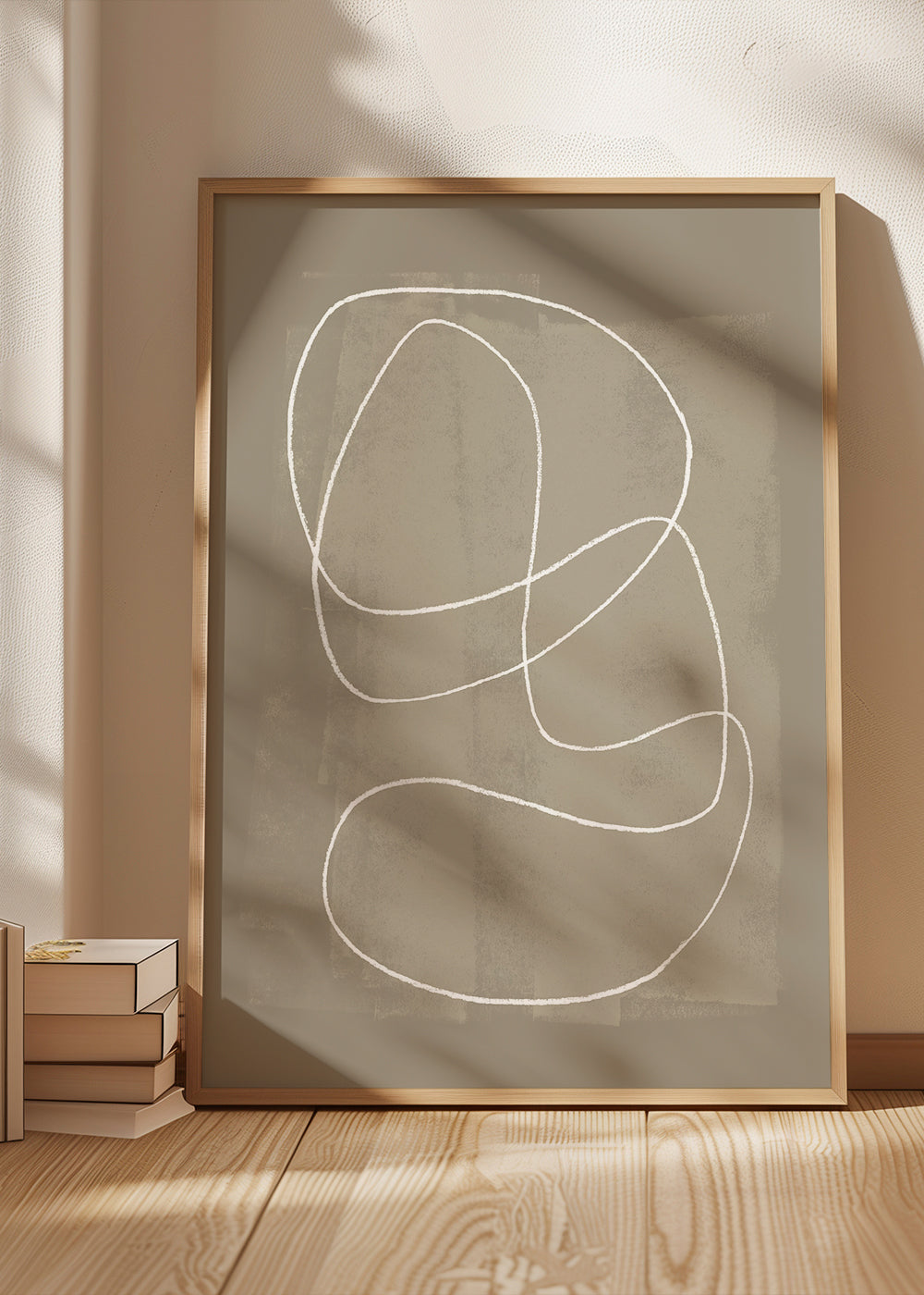 Minimalistisk kunst med hvid streg