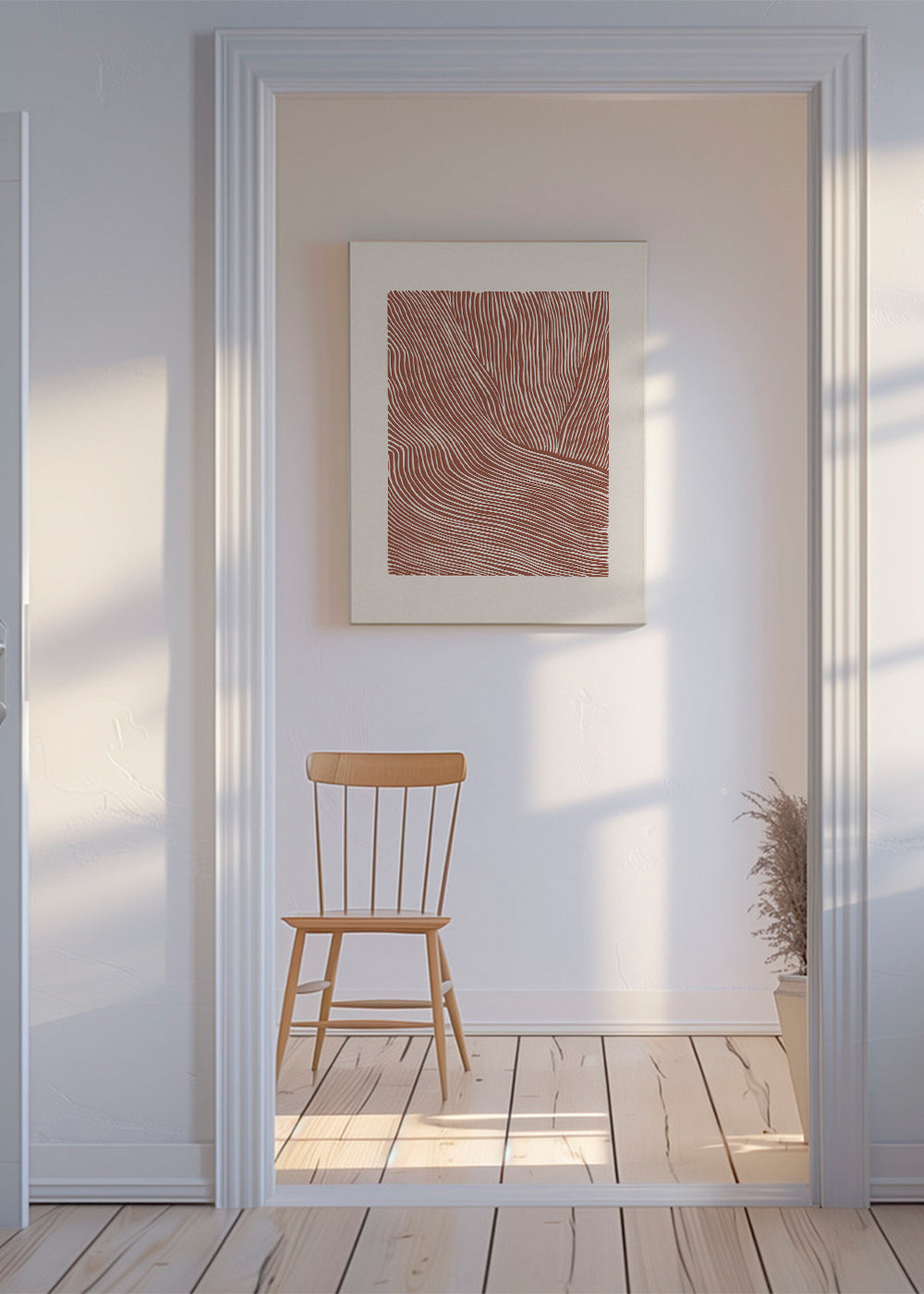 Abstrakt kunst terrakotta linjer