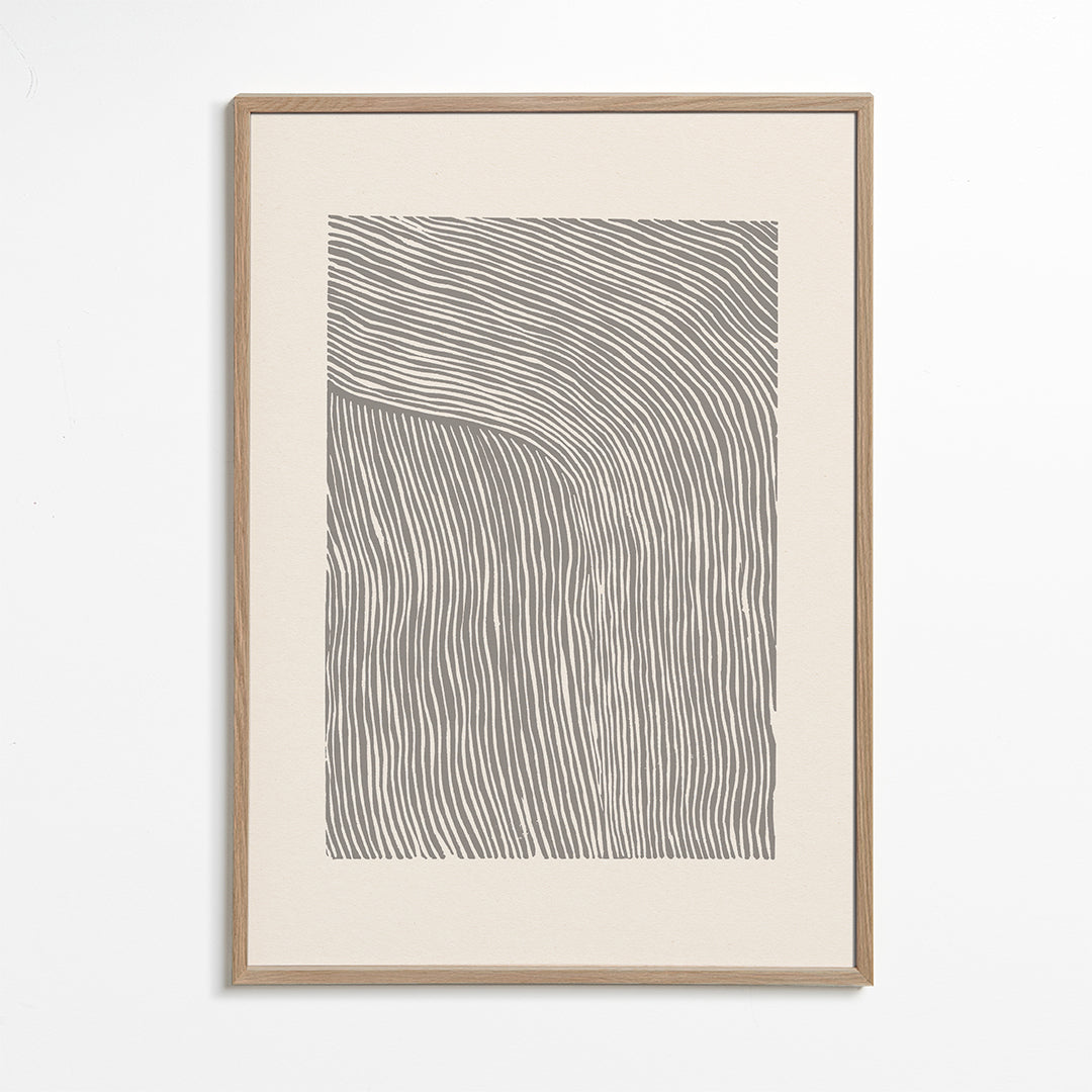 Minimalistisk plakat med bølgende linjer