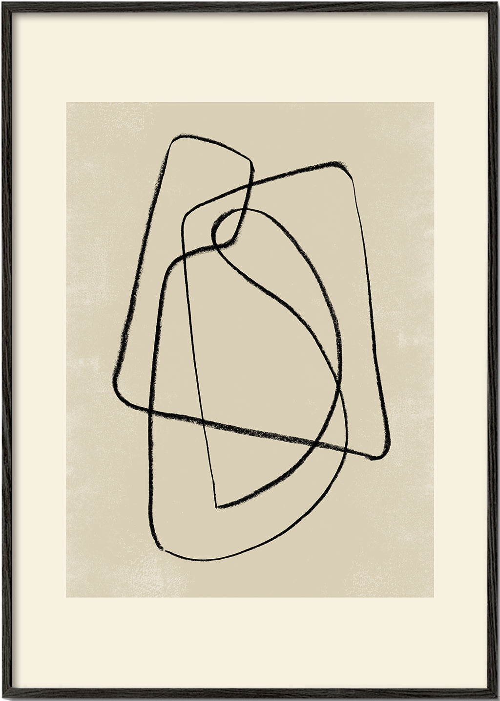 Minimalistisk plakat sorte streger på beige