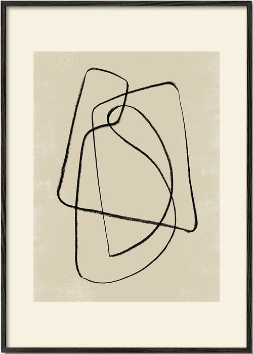 Minimalistisk plakat sorte streger på beige