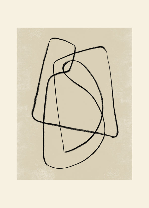 Minimalistisk plakat sorte streger på beige