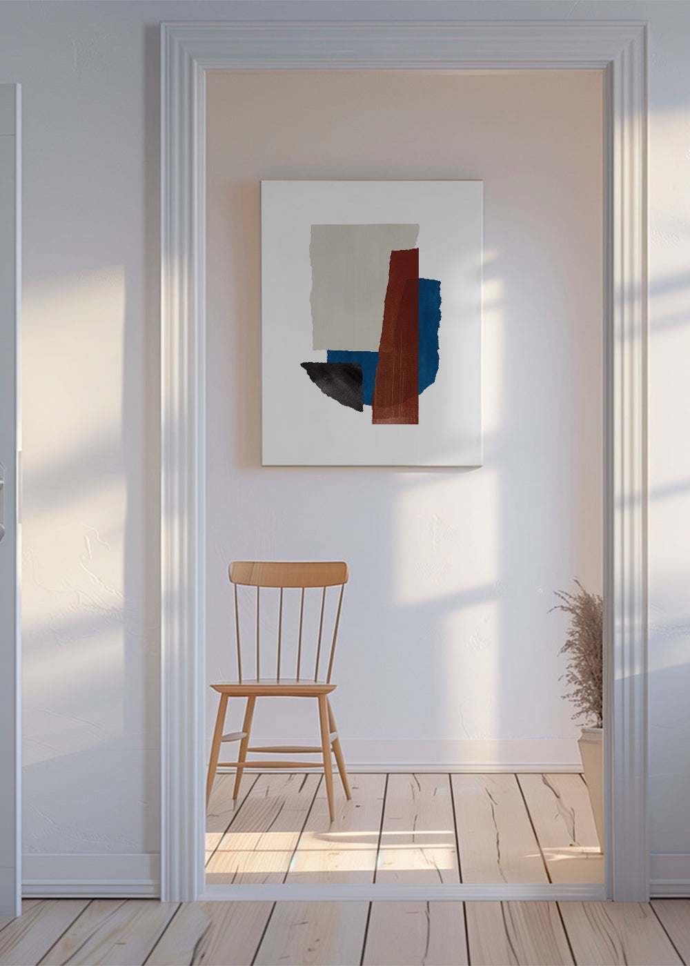 Abstrakt vertikal med beige og røde strøg