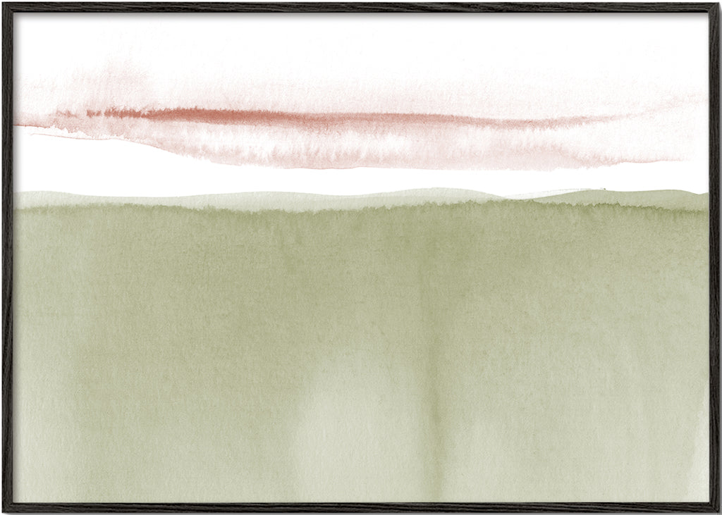Landskab akvarel oliven grøn minimal