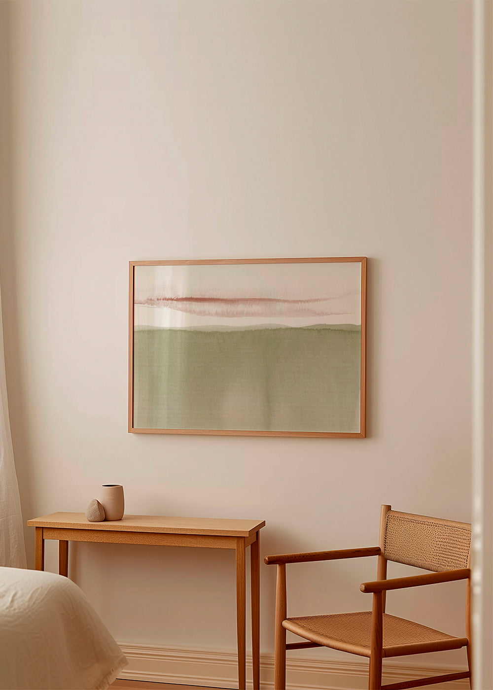 Landskab akvarel oliven grøn minimal