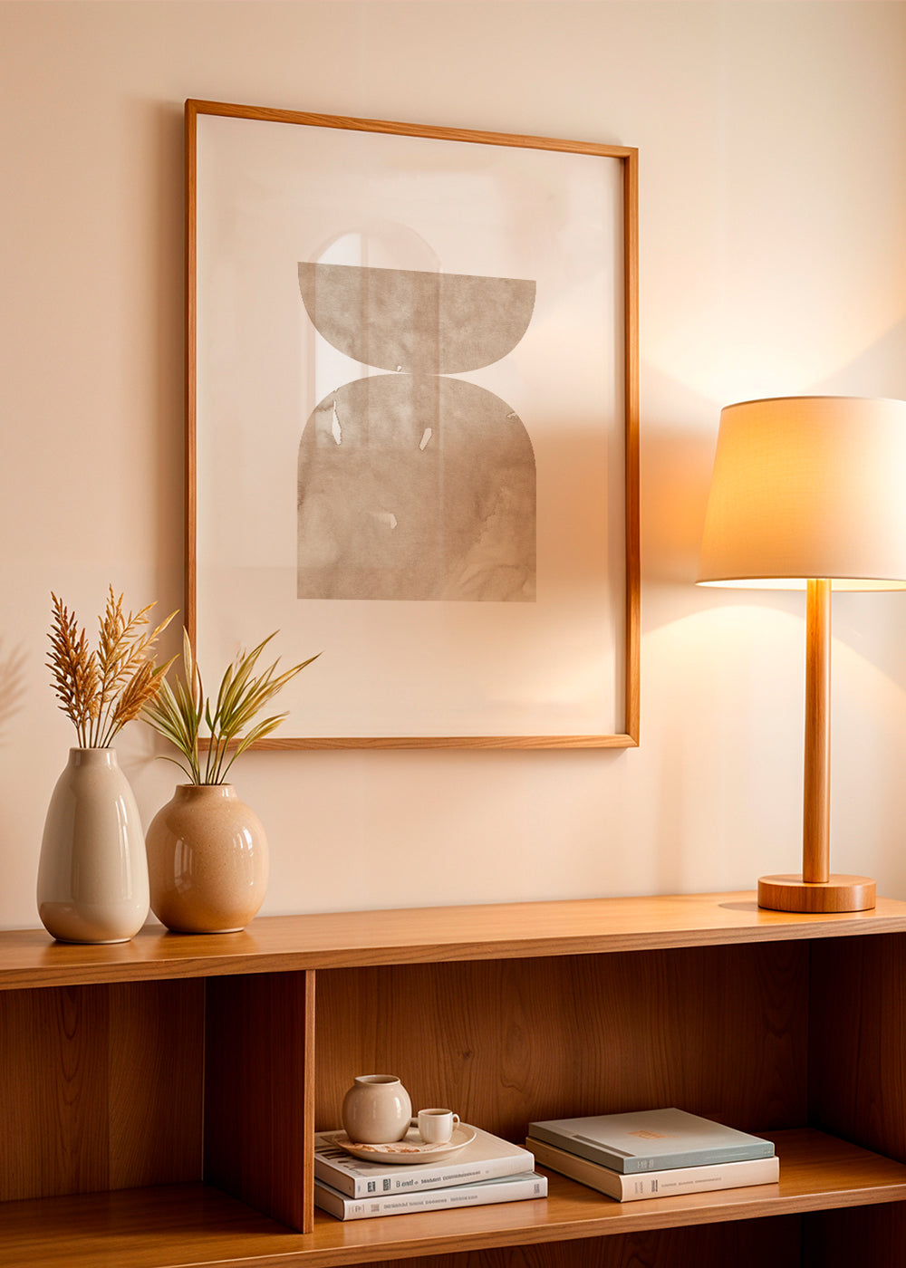 Abstrakt billede beige akvarel former