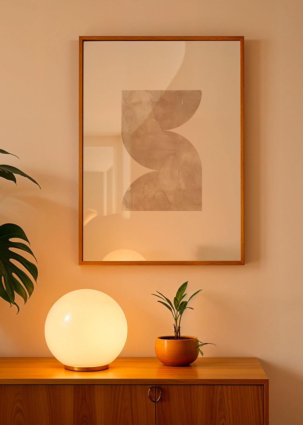 Abstrakt billede beige akvarelformer