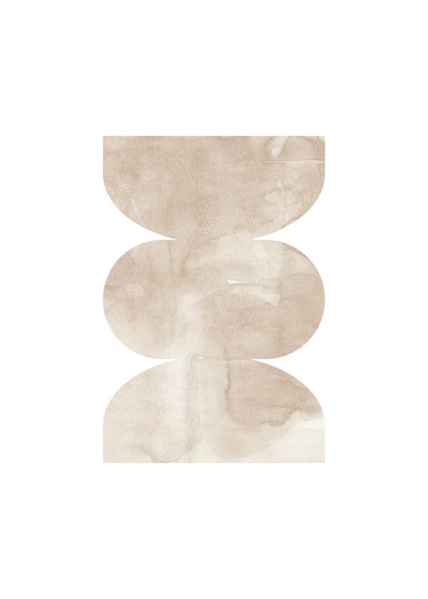 Abstrakt maleri beige med stablede former