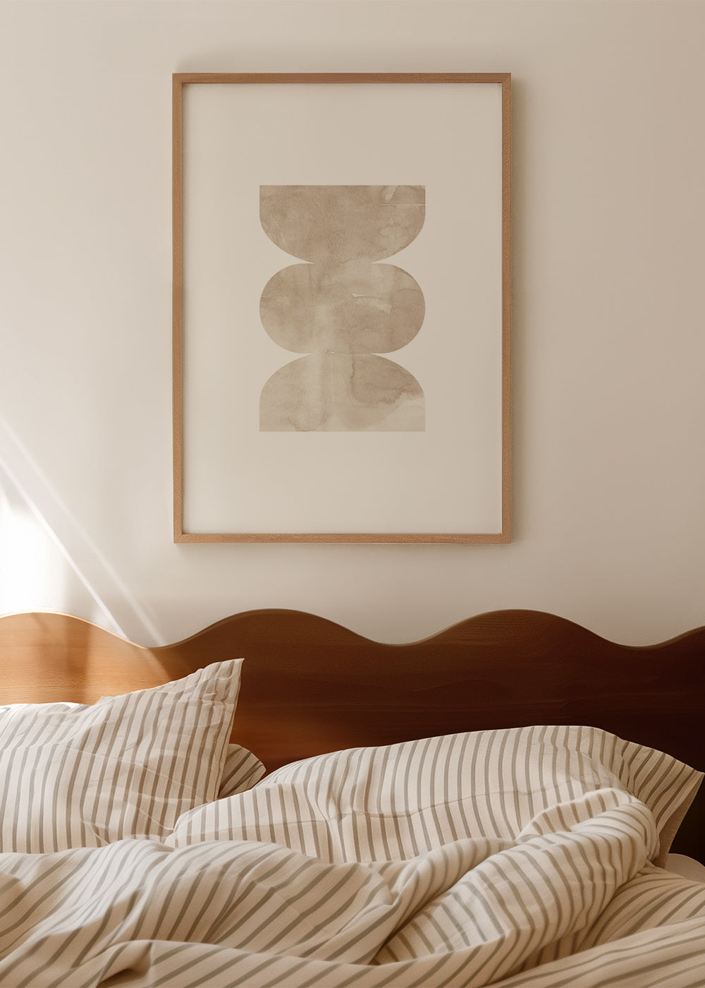 Abstrakt maleri beige med stablede former