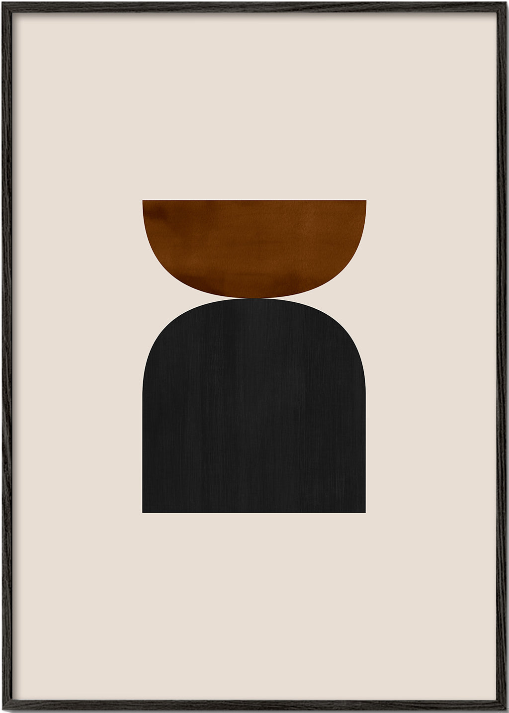 Geometrisk plakat med minimalistiske brune og sorte former