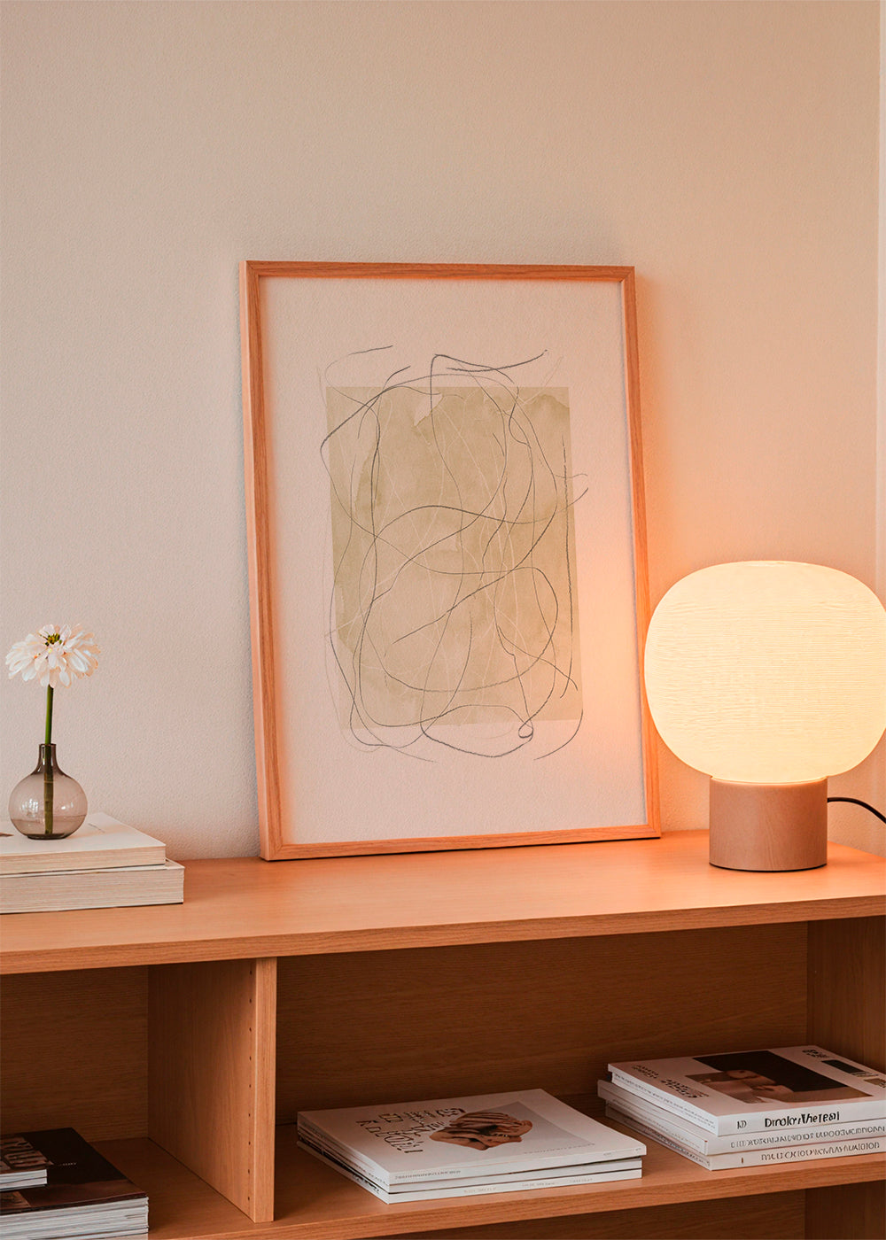 Abstrakt beige med lineære streger