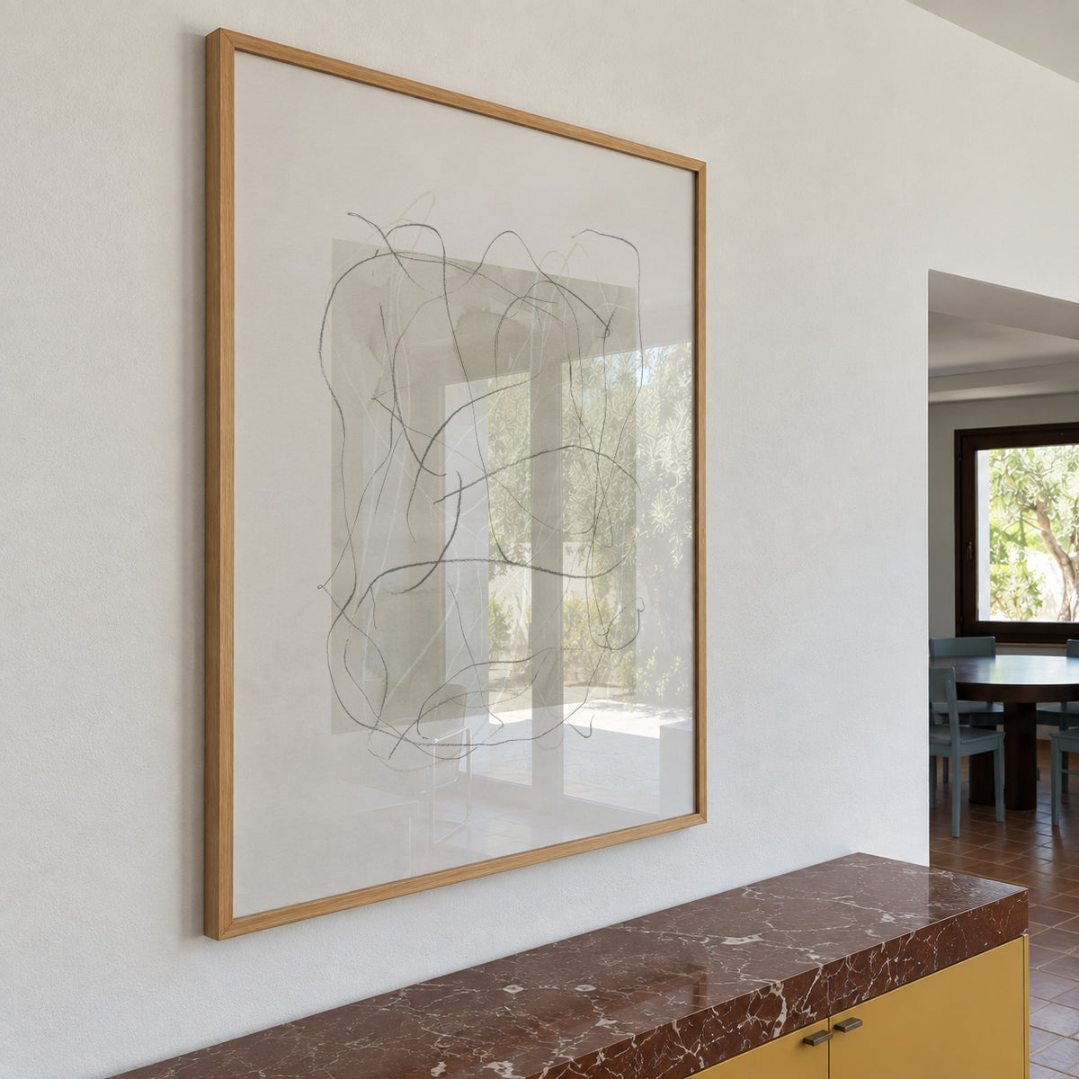 Whimsy Nº6 - Ash Gray - Framed poster in an interior