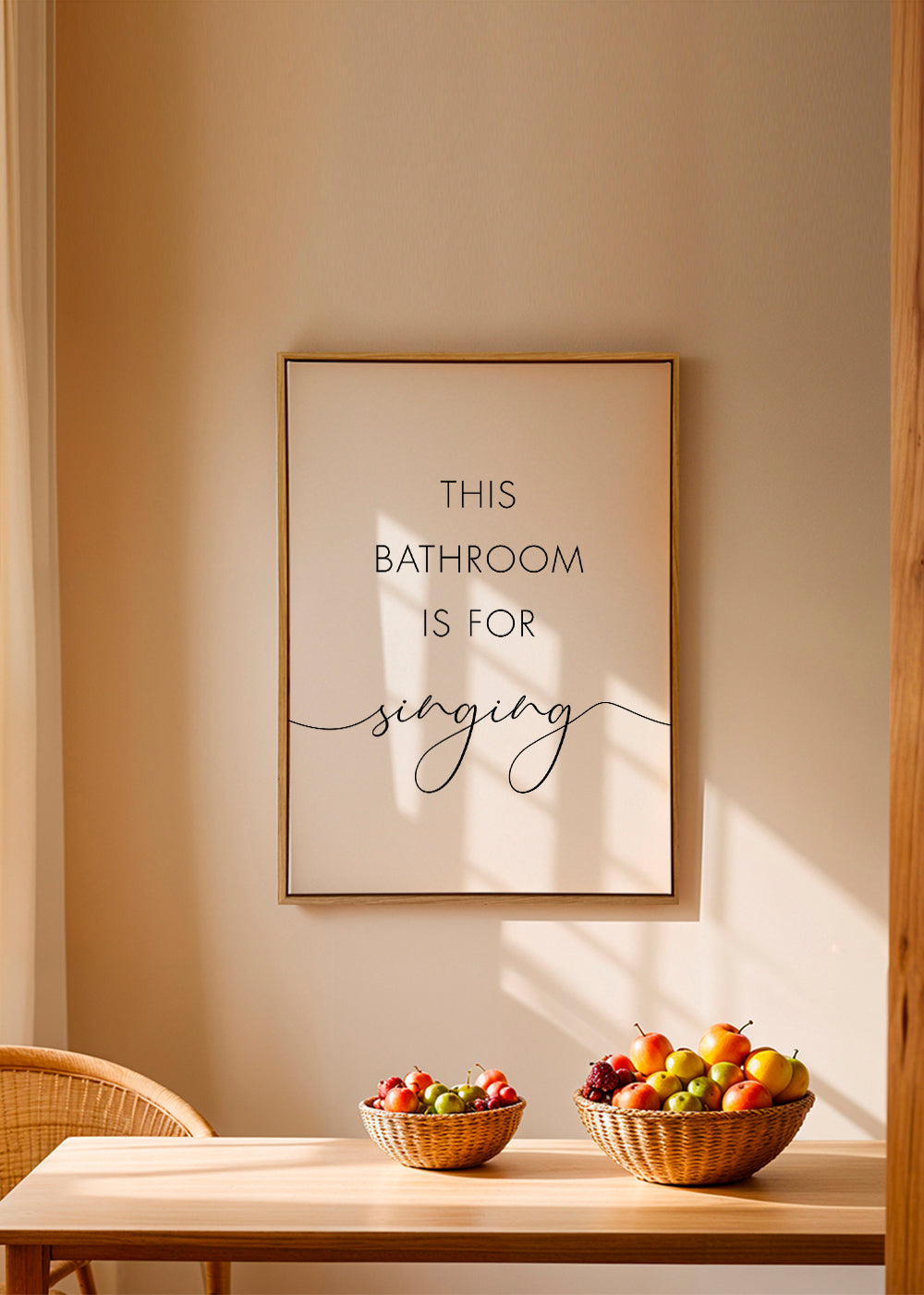 Minimalistisk plakat med badeværelsestekst