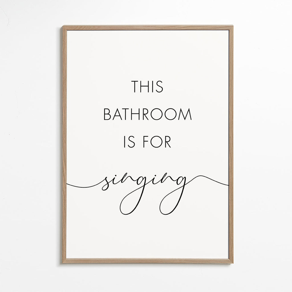 Minimalistisk plakat med badeværelsestekst