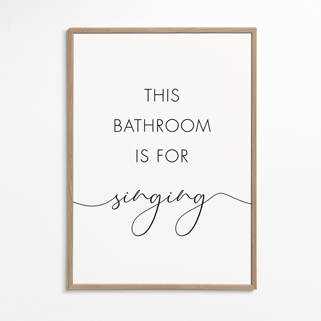 Minimalistisk plakat med badeværelsestekst