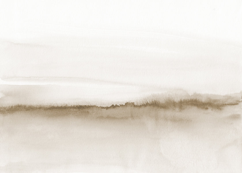 Akvarel-landskab i beige med minimalistisk udtryk
