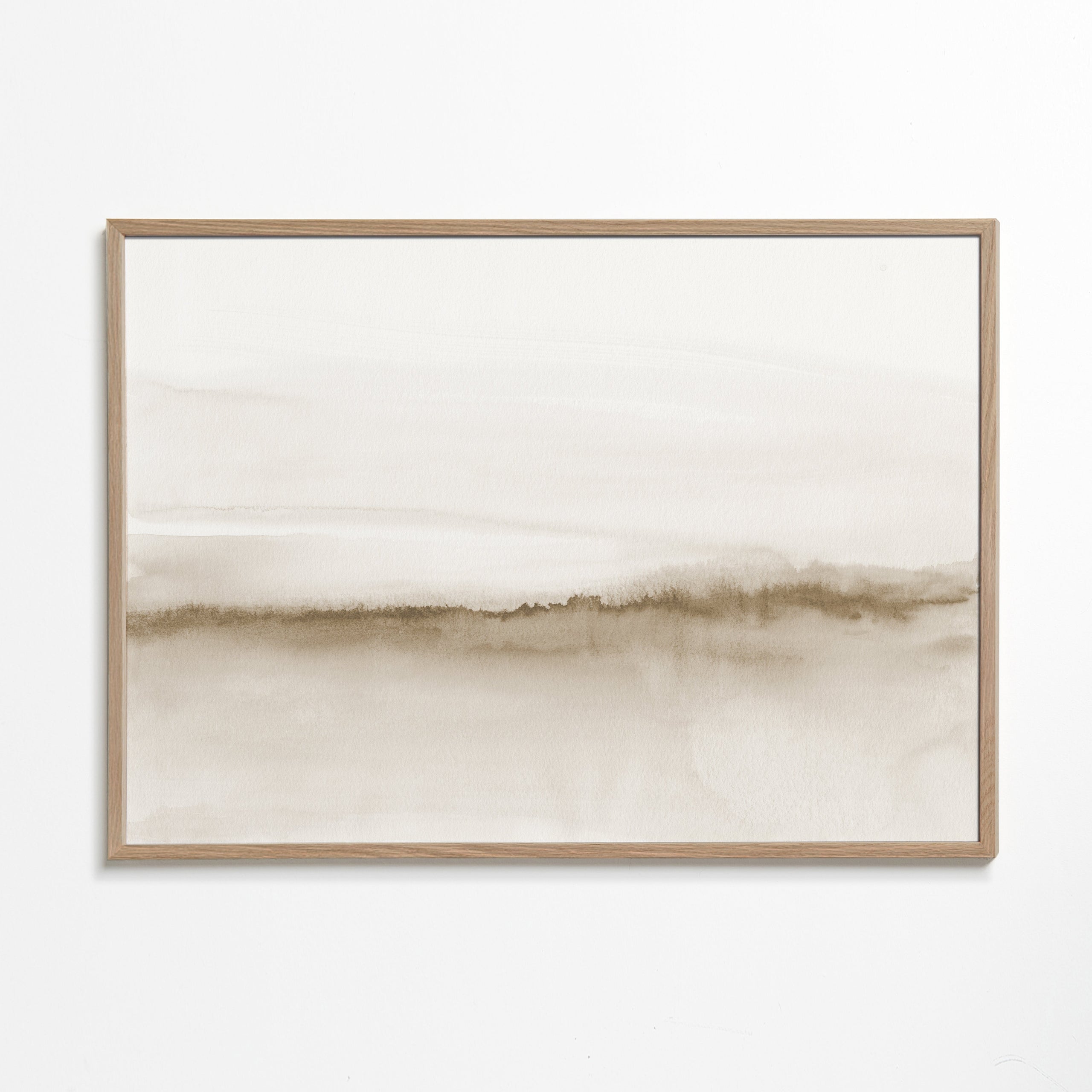 Akvarel-landskab i beige med minimalistisk udtryk