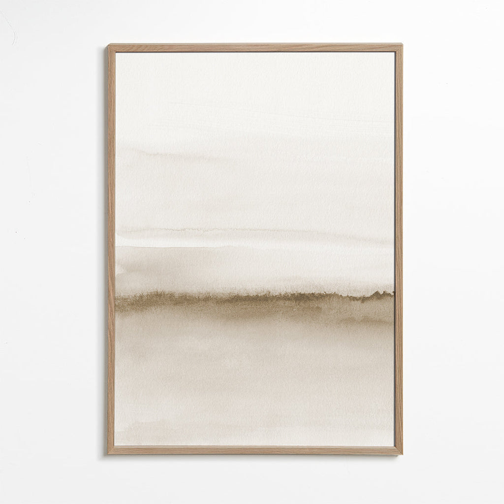 Landskabskunst i beige akvarel