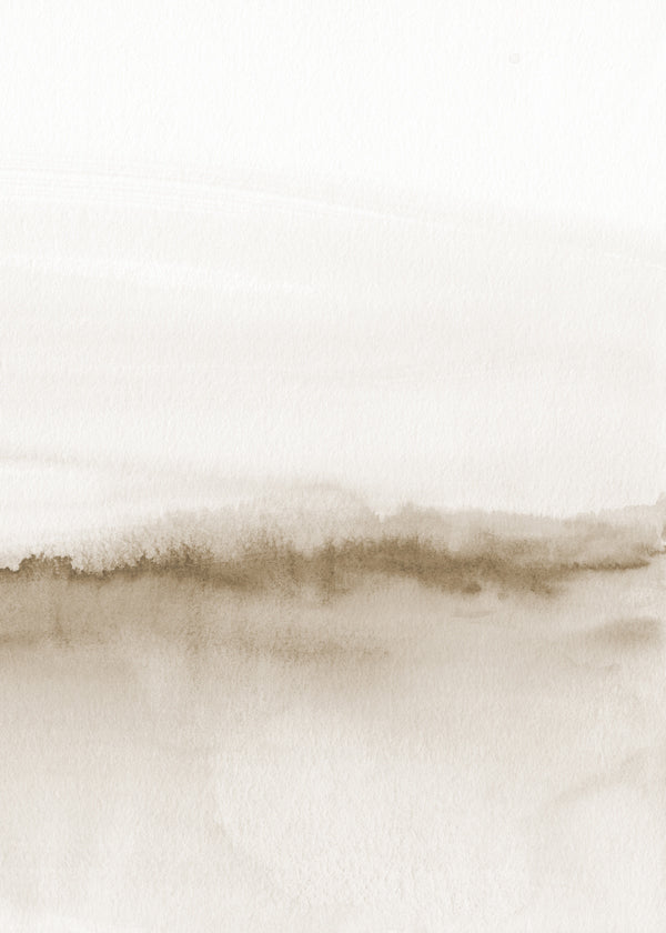 Landskabskunst i blød beige akvarel