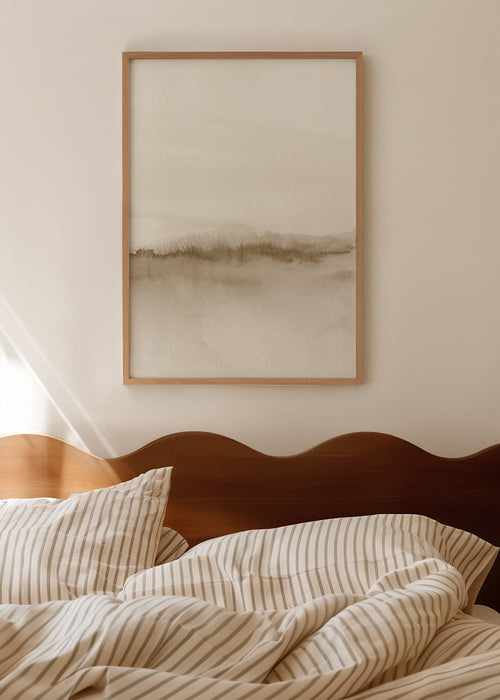 Landskabskunst i blød beige akvarel