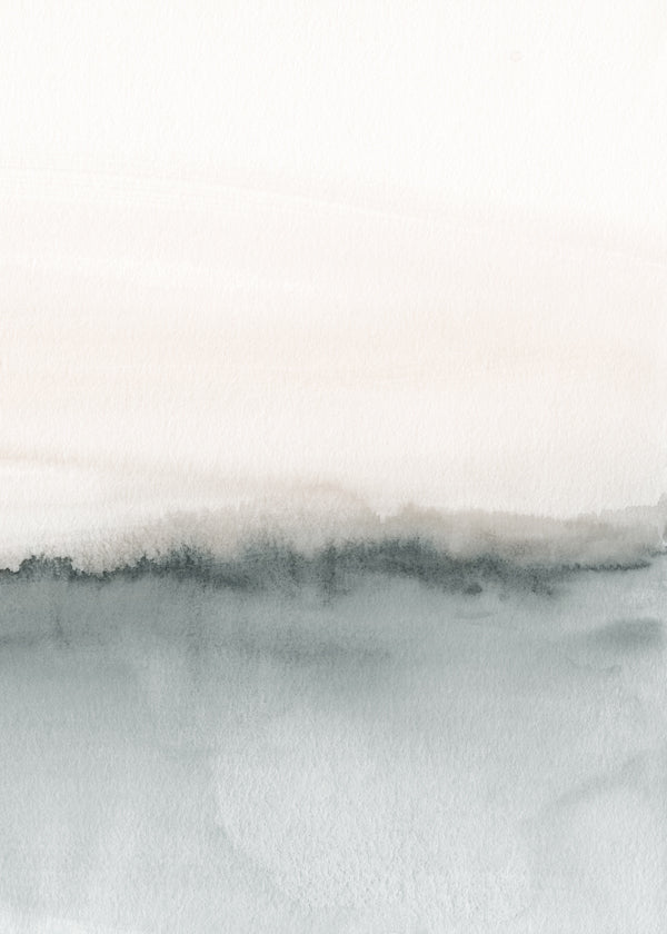 Minimal akvarel landskab i gråtoner