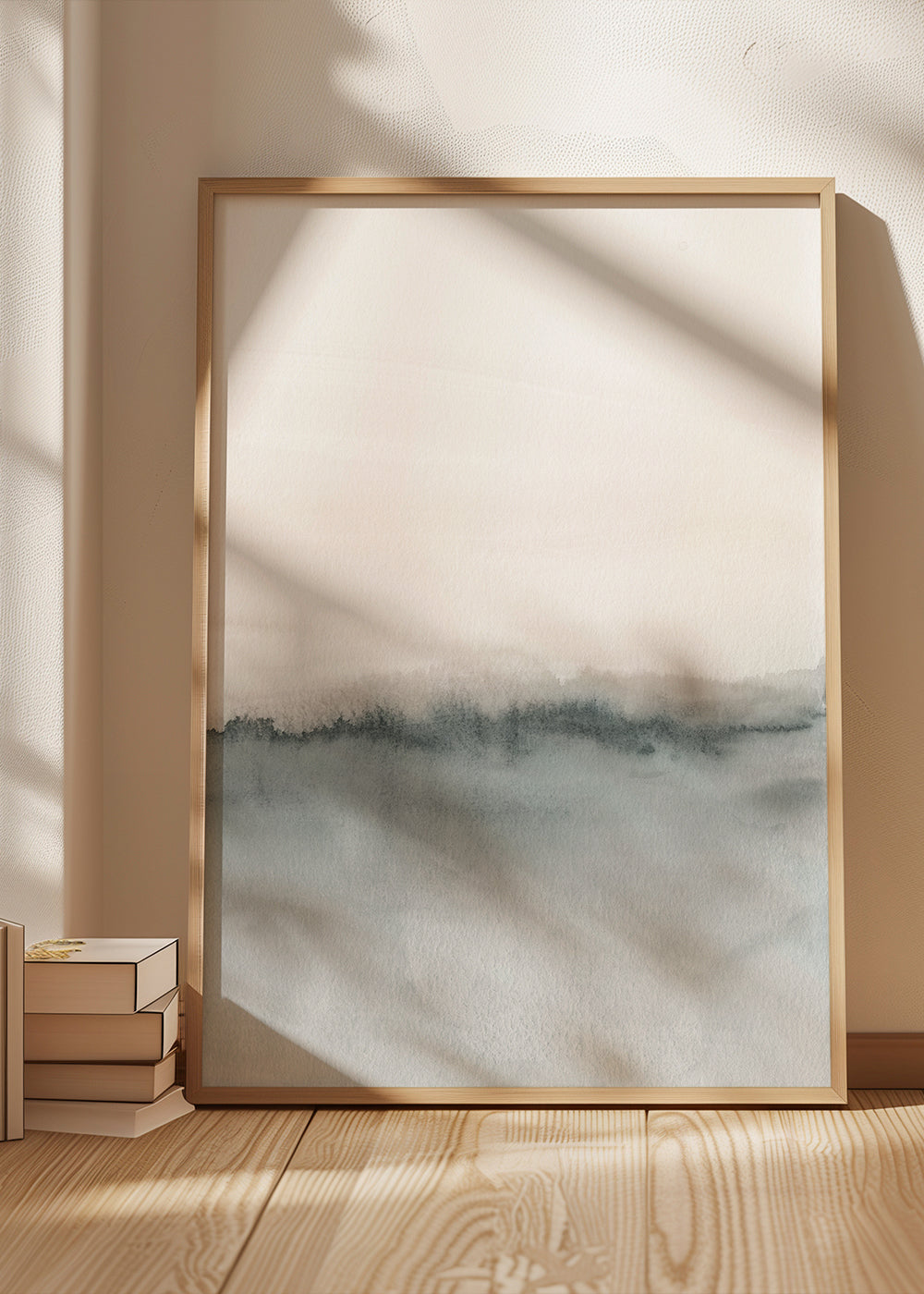Minimal akvarel landskab i gråtoner