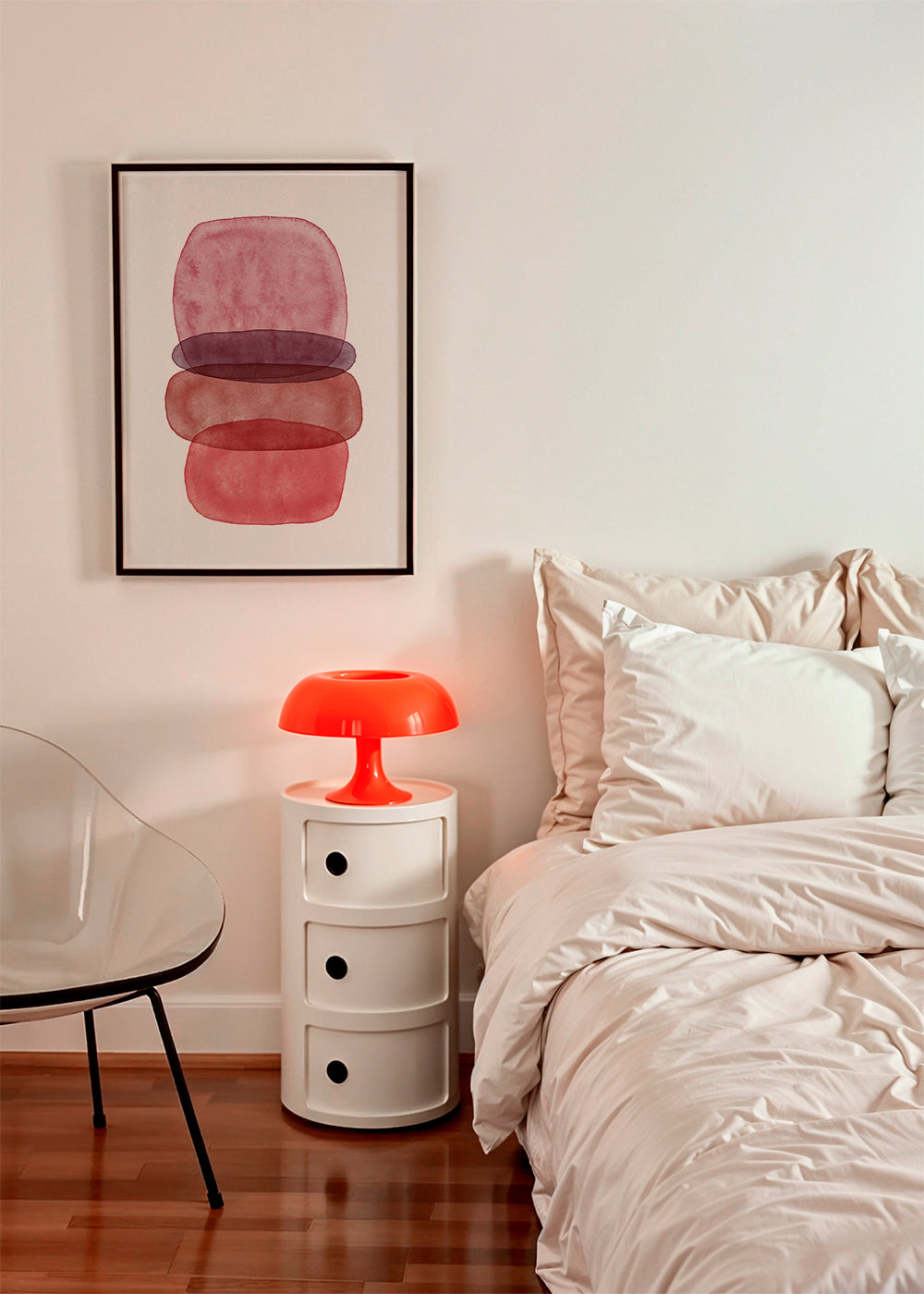 Abstrakt akvarel i vinrød