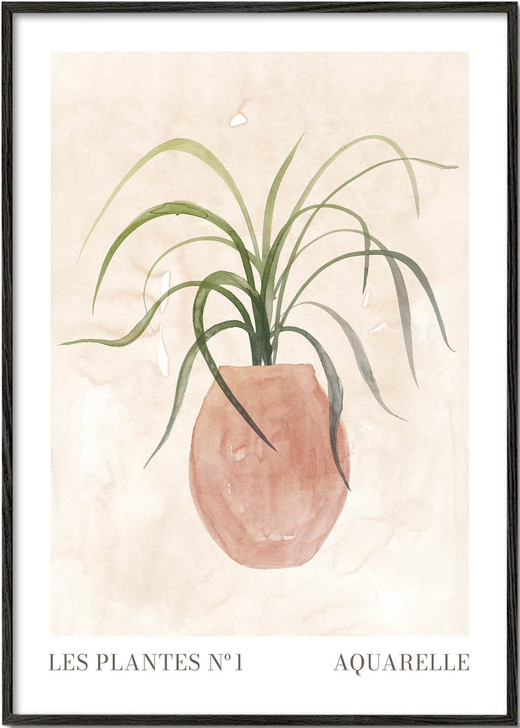 Botanisk plakat: plante i pot akvarel