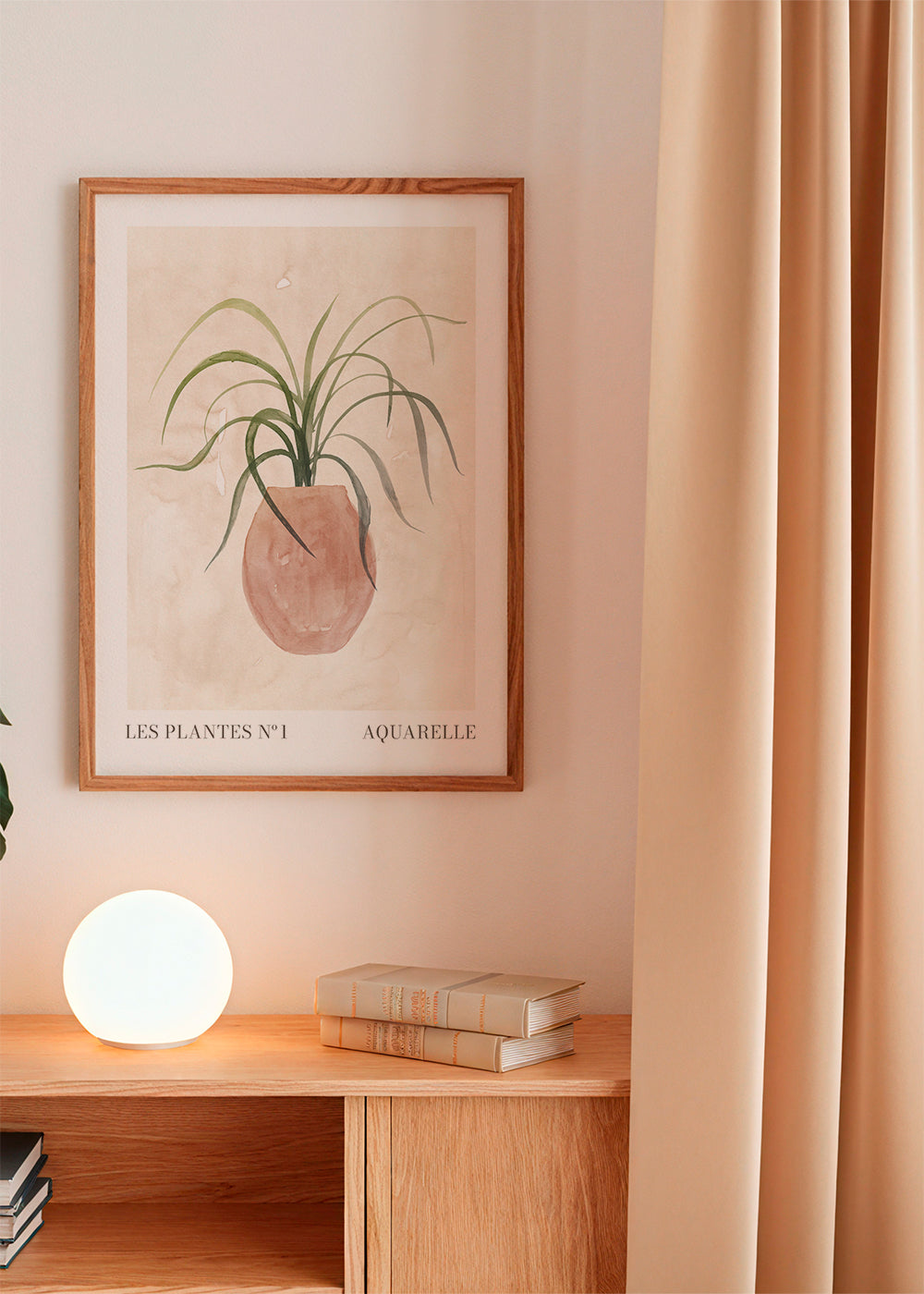 Botanisk plakat: plante i pot akvarel