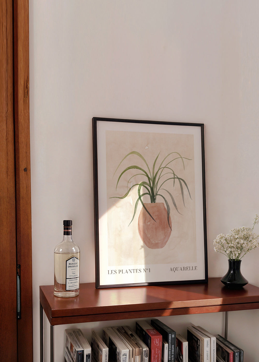 Botanisk plakat: plante i pot akvarel