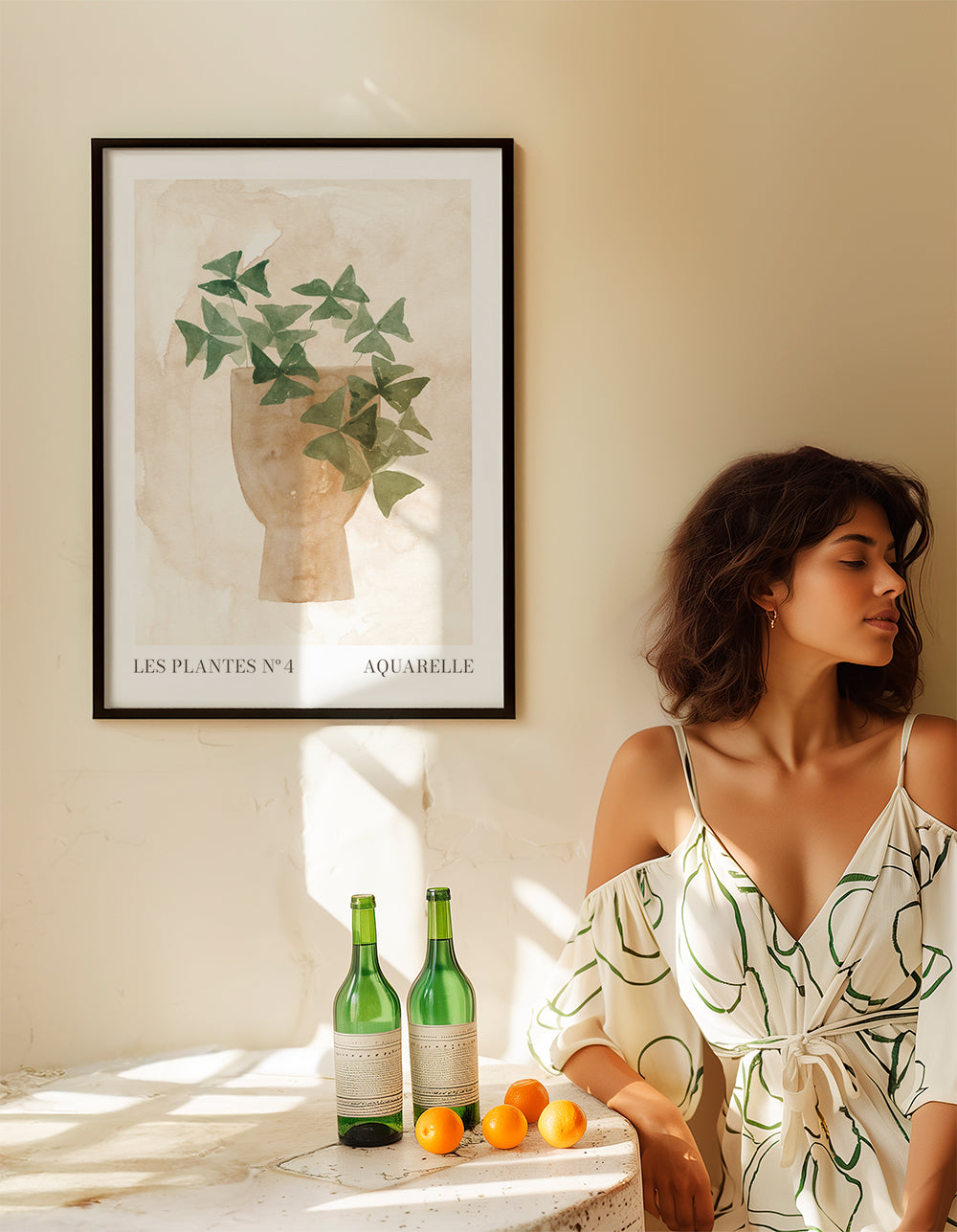 Botanisk plakat grønne blade i vase