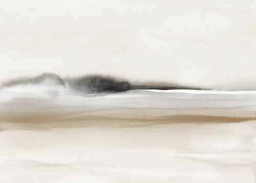 Hazy horizon in sepia and black watercolor - Unframed art print