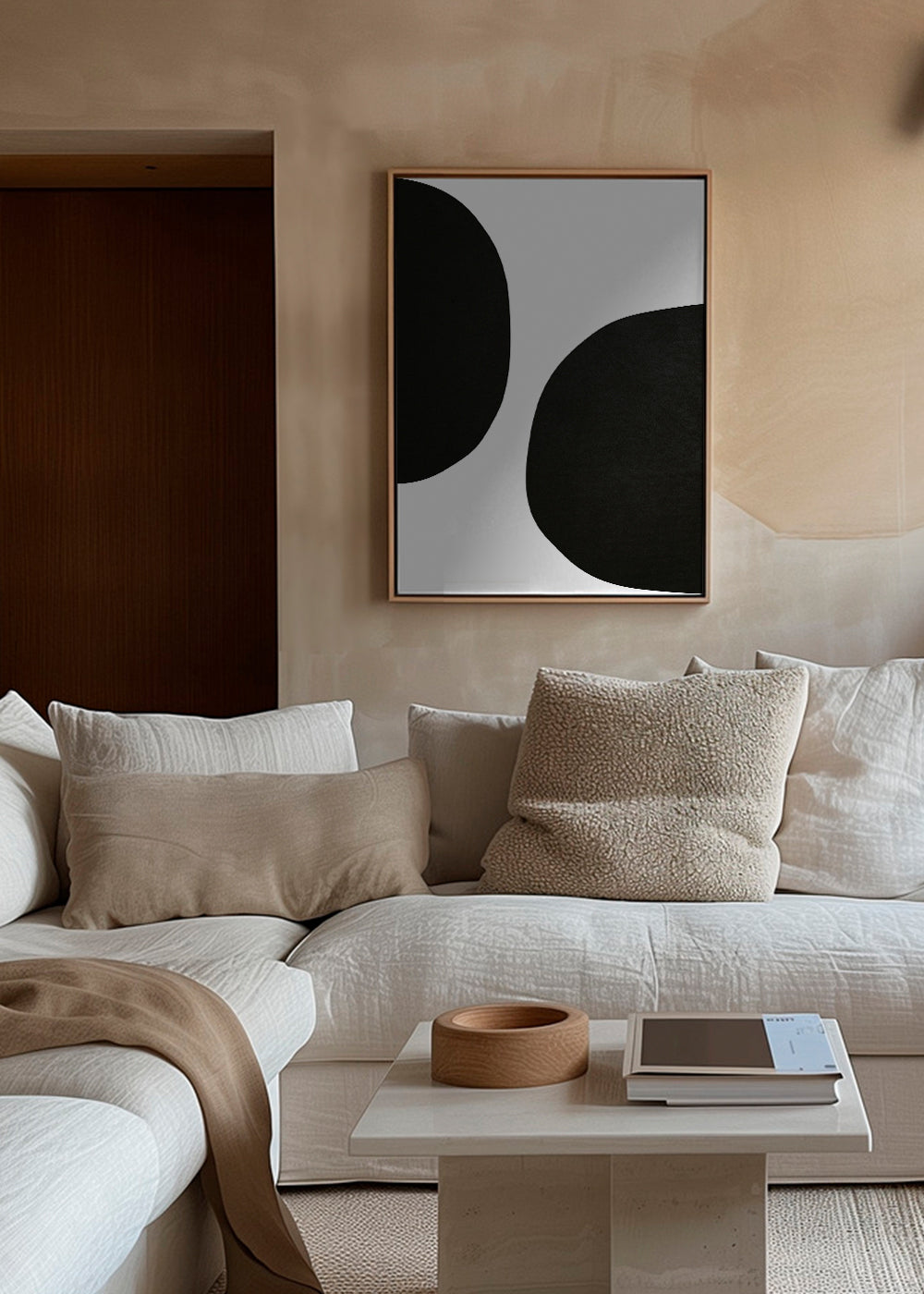 Minimalistisk design med organiske sorte former