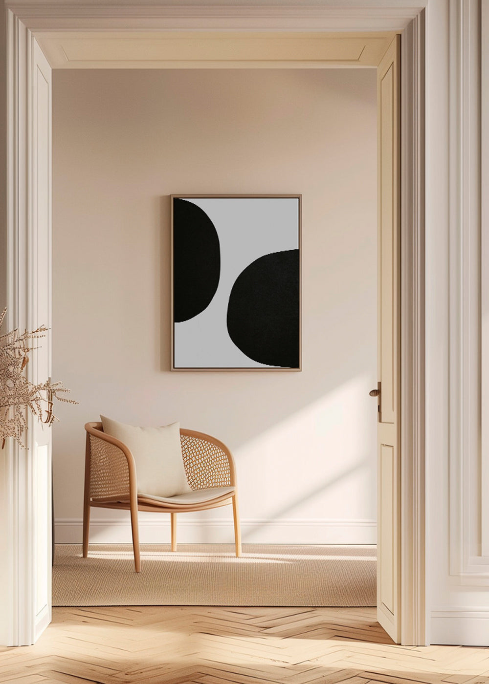 Minimalistisk design med organiske sorte former