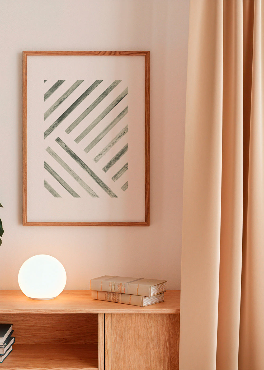 Geometrisk plakat diagonale grønne striber