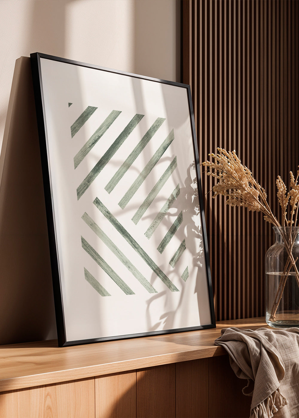 Geometrisk plakat diagonale grønne striber